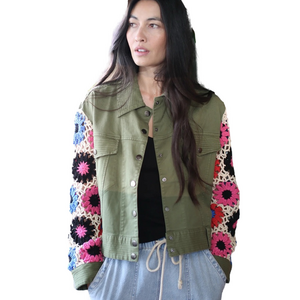 ELECTRIC & ROSE Decklyn Crochet Jacket - Olive